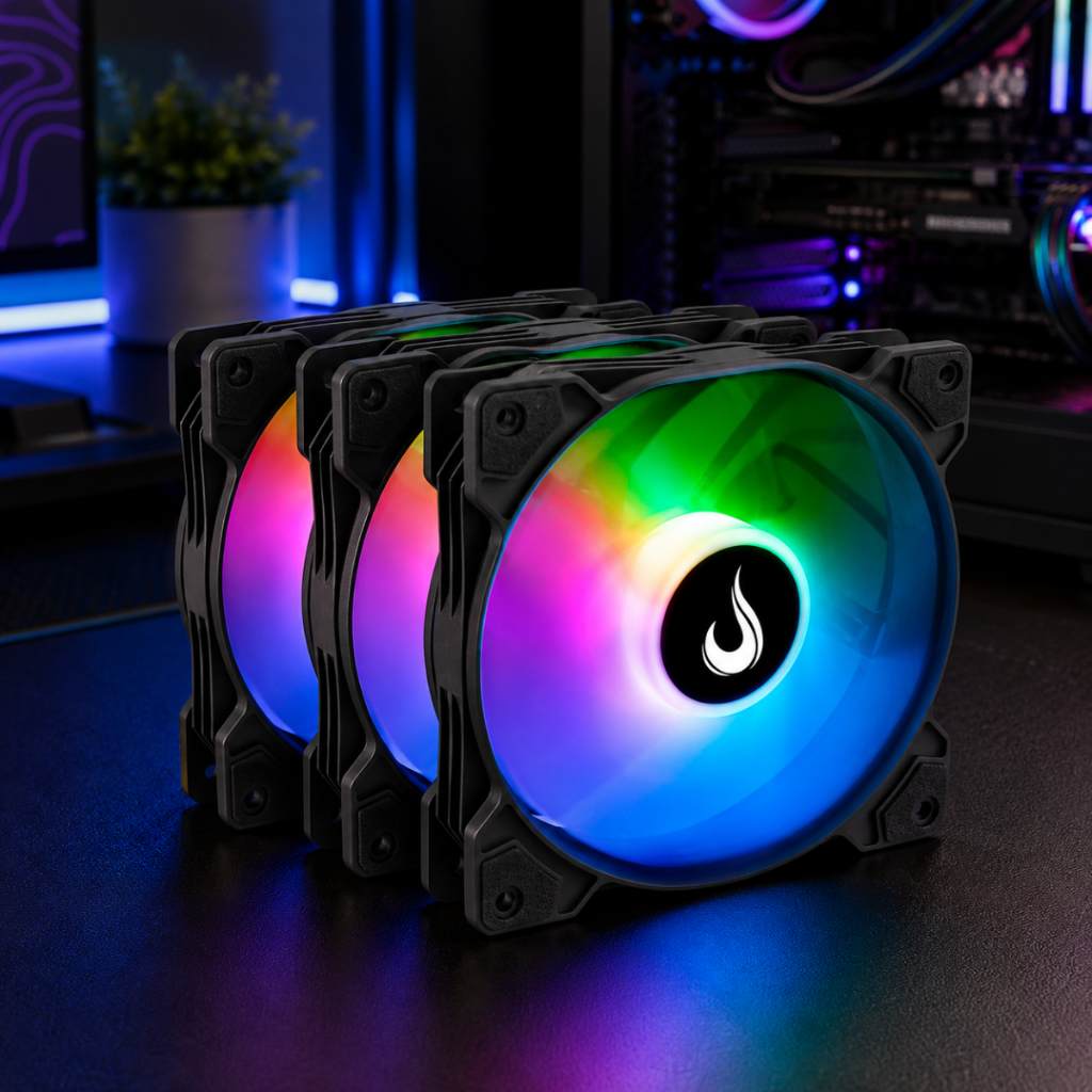 Kit 3 Cooler Fan Gamer | Rise Mode | X Led Black Rainbow | 120mm