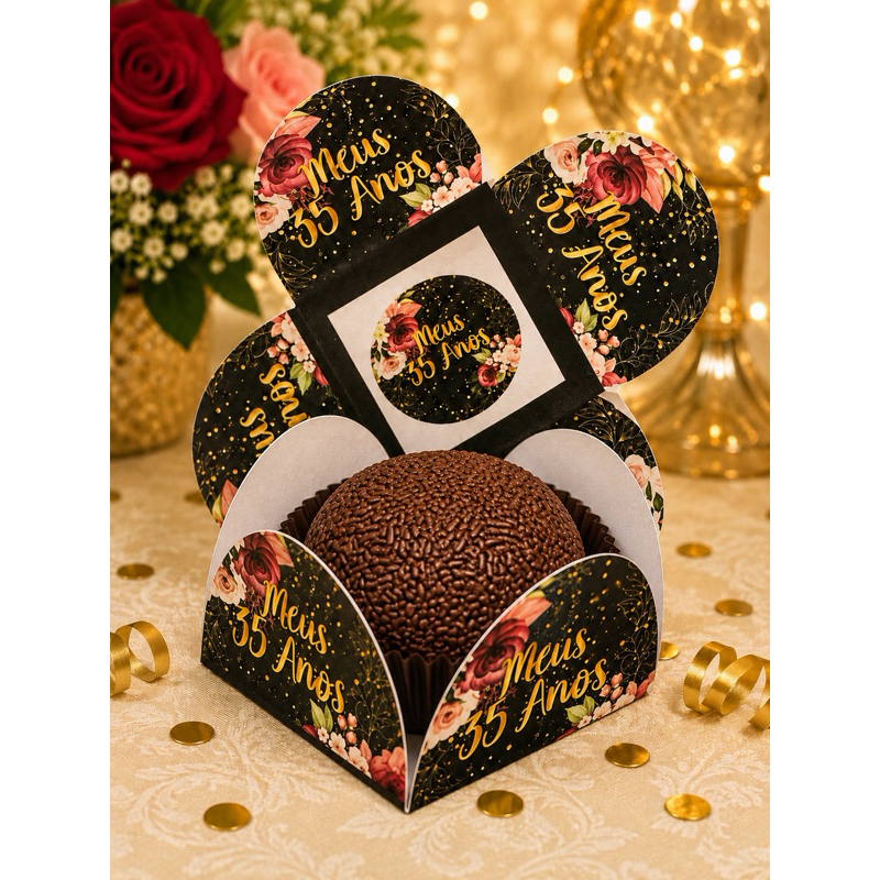 100 FORMINHAS PARA DOCES BRIGADEIRO FESTAS ANIVERSÁRIO TEMÁTICA 35 ANOS FLORAL
