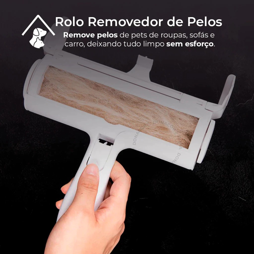 Rolo Removedor Tira Pelos Pet Cães & Gatos Sofá Roupa Carro Ecológico Pratico remove todo o pelo — imagem 2 de 2
