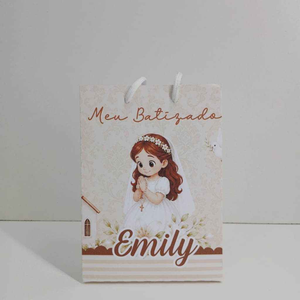 Sacolinha Personalizada Batizado Menina Sacola Surpresa l Lembrancinha Festa Infantil l Aniversário l Envio Rápido