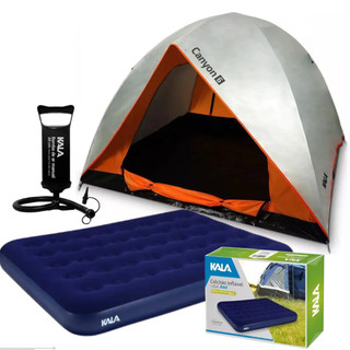 Barraca Camping 6 Pessoas + Colchão Casal + Bomba Encher. Impermeável Alta Espaçosa Acampamento Praia Pesca Viagem Retir