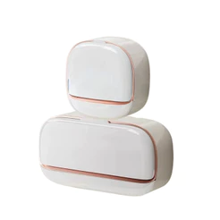 Porta Sabonete de Parede Autocolante com Tampa, Modelo Pequeno e Grande, Anti-Poeira com Dreno de Água