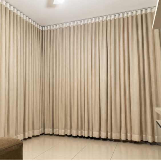 Cortina Trilho Suíço Duplo 8 metros Gaze de Linho com Forro Blackout Premium | 4 a 8 Metros