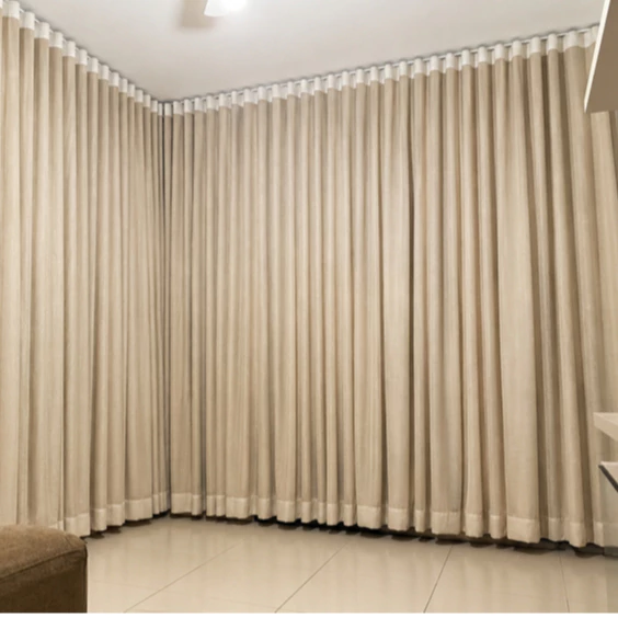 Cortina Trilho Suíço Duplo 8 metros Gaze de Linho com Forro Blackout Premium | 4 a 8 Metros
