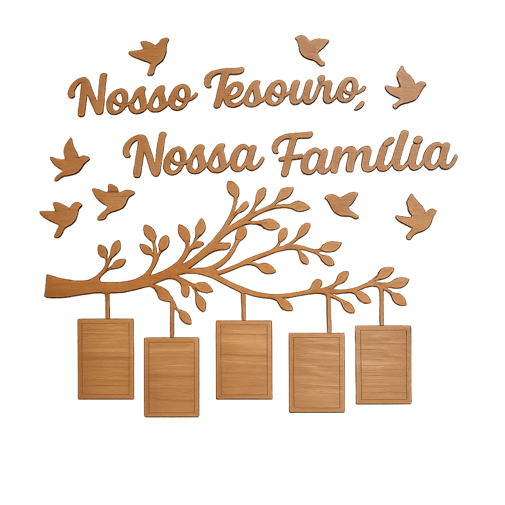 Quadro Árvore da Família Porta Retrato em MDF para Parede | Quadro Decorativo com 5 Fotos