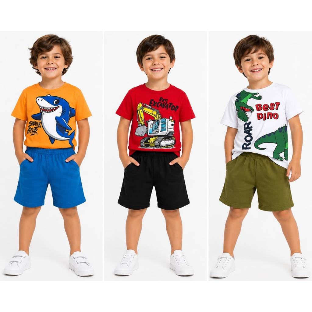 Kit 5 Conjuntos Sortidos Menino Verão Infantil Juvenil 2 ao 14 anos — imagem 2 de 2