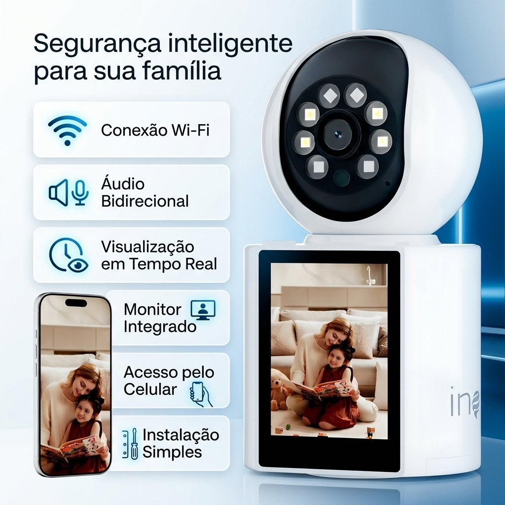 Camera de segurança wifi baba eletronica colorida audio bidirecional baba eletronica