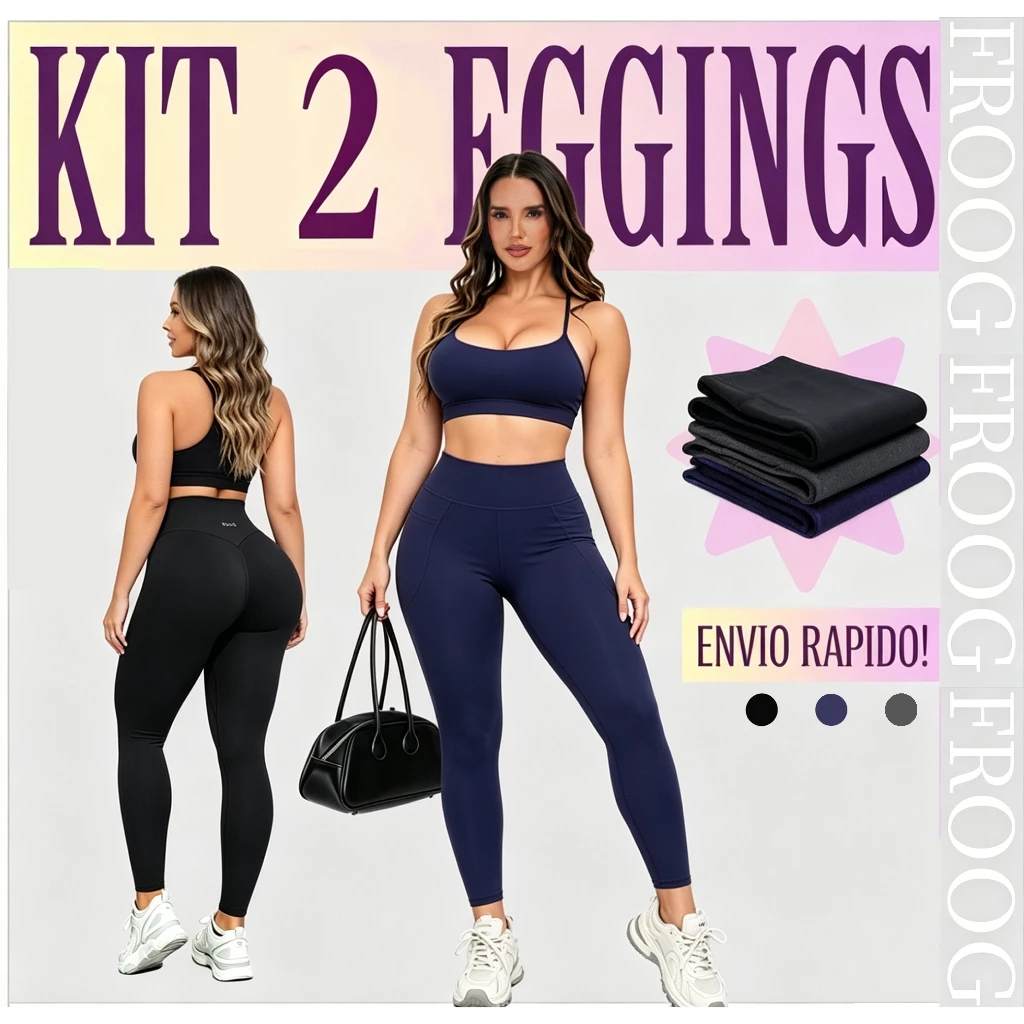 Calça Legging Feminina Fitness Conjunto Tops Academia Cintura alta Calca Legging com Bolso para Corrida Yoga