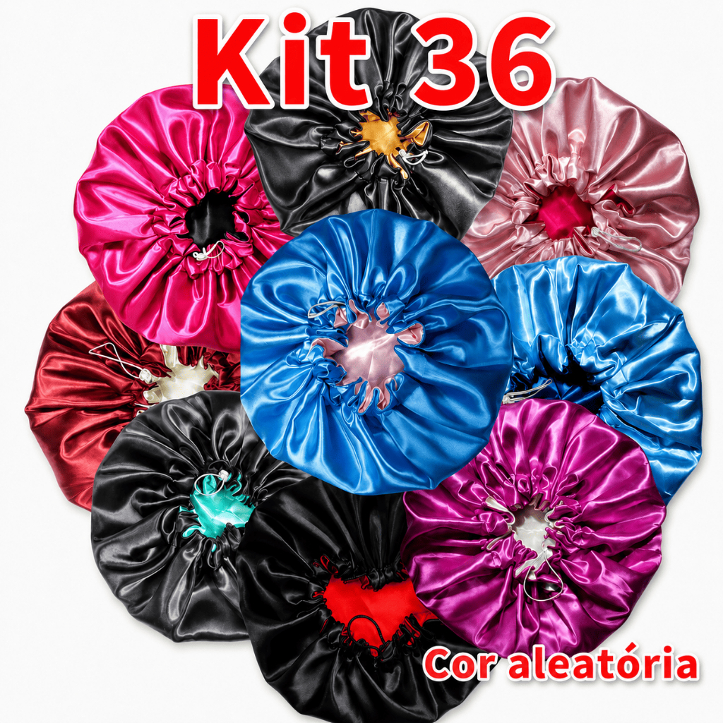 Atacado- Kit (Duzia) Toucas De Cetim Antifrizz Dupla Face com REGULADOR para Box Braids Cabelos Revenda