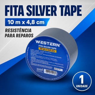 Fita Silver Tape Western 48 mm x 10 m Cinza Multiuso para Reparos, Fixação e Manutenção