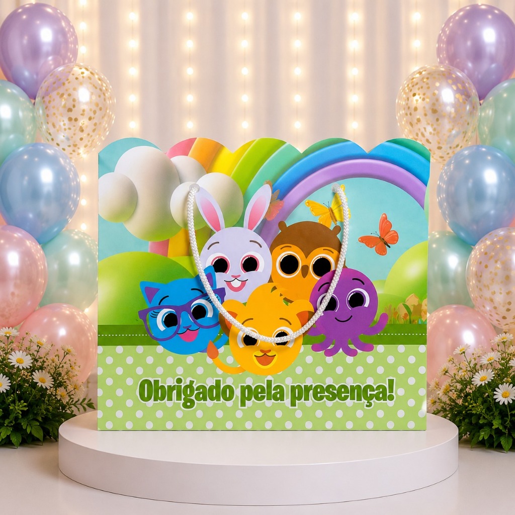 Sacolinha Surpresa Grande Personalizada Lembrancinha Bolo Fofo Menino - MONTE EM CASA