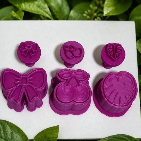 Kit 6 Ejetores e Carimbos para Brigadeiro Doces Confeitaria Folha Laço Cereja Festa Jardim Encantado