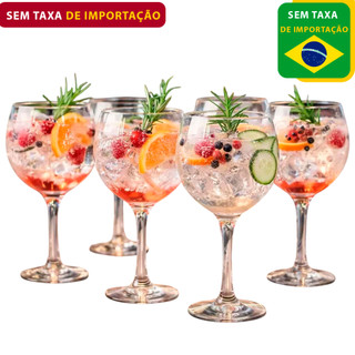 Jogo Conjunto de Taças de Vidro Cristalino 615ML 02/04/06 Vinho Água Drinks Grande Buffet Hotel