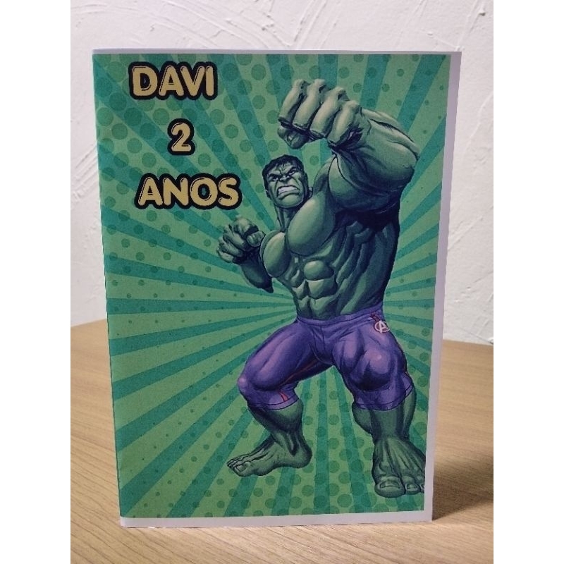 Revista de Colorir Personalizada – Lembrancinha de Aniversário | Tema Hulk | Nome e Idade Personalizados