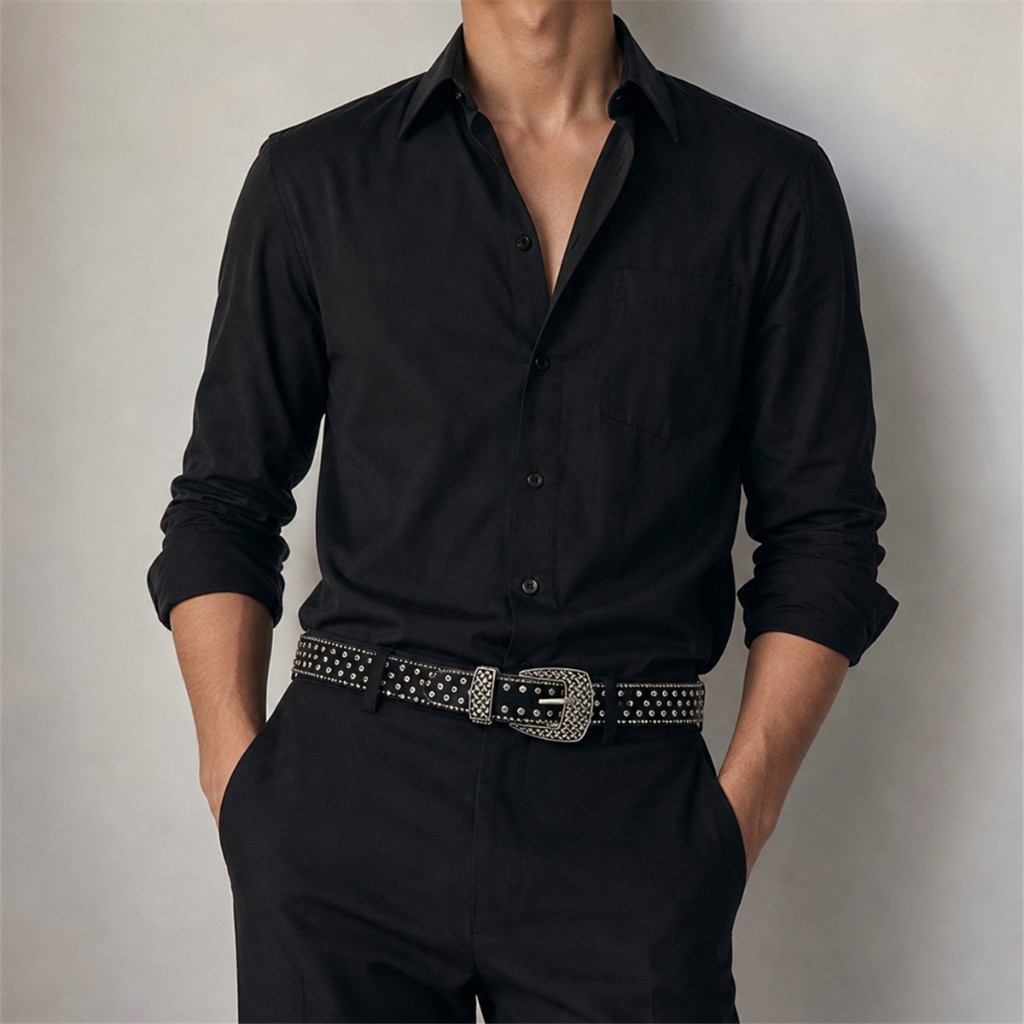 Cinto Estilo Country Unissex Puck Detalhe Metal Bolinhas — imagem 2 de 2