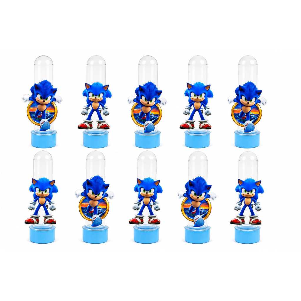 20 Tubetes  Sonic Festa Infantil com Aplique 12cm diversos temas lembrancinha