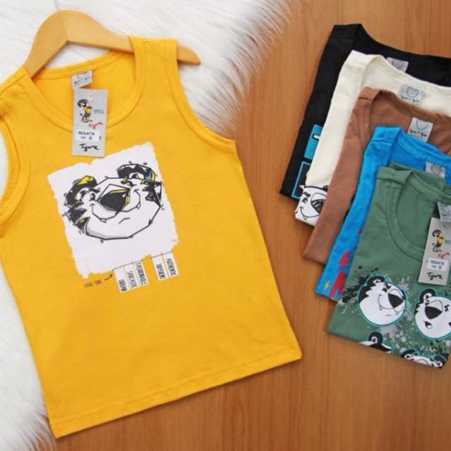 Regata Infantil Menino Algodão Verão Estampas Sortidas 10 Anos