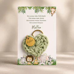 Cartão personalizado | tag para chaveiros fio de malha | Em Offset 180g - Tema Safari Baby ou Qualquer Tema