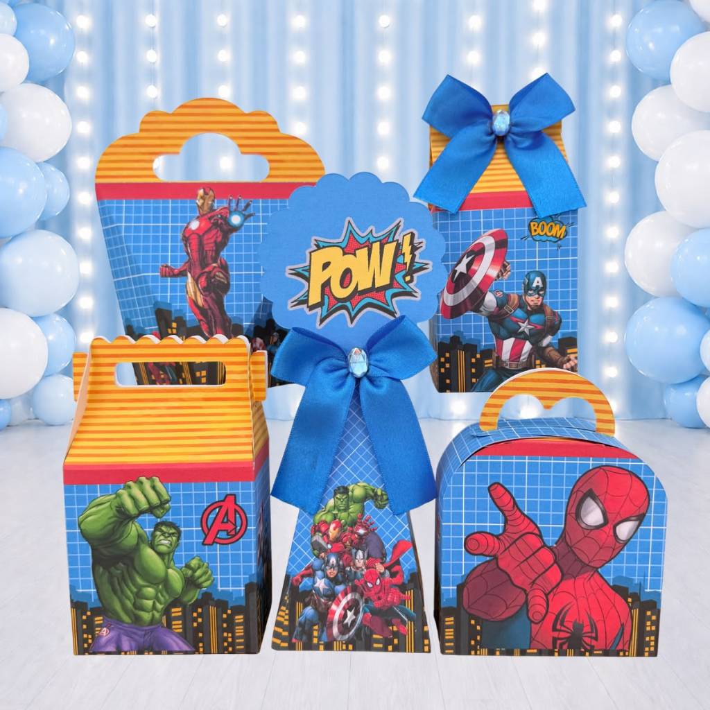 Kit Caixinhas VINGADORES para festa infantis lembrancinhas de aniversario personalizados do tema