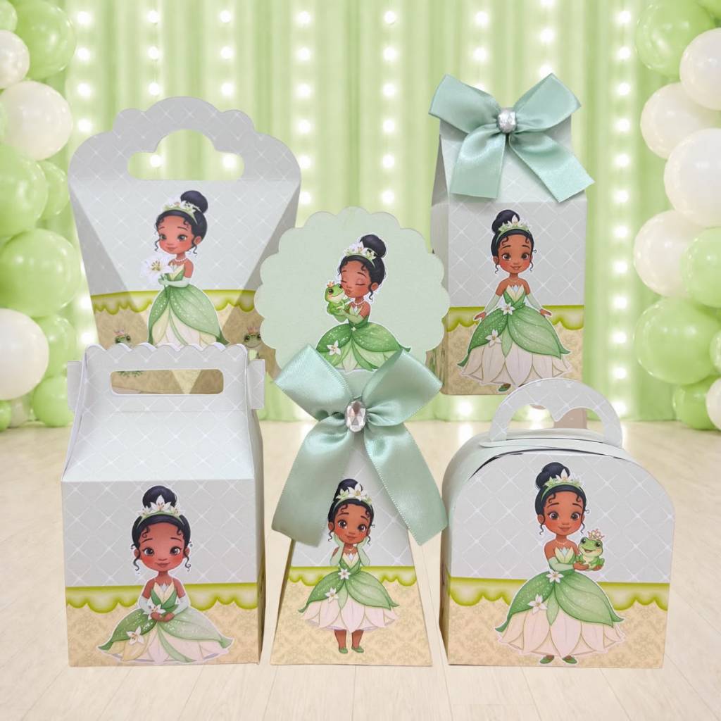 Kit Festa TIANA BABY A PRINCESA E O SAPO Caixinhas para festa infantis lembrancinhas de aniversario mimos decoração