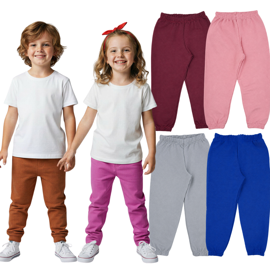 Kit 3 Calça Moletom Infantil Com Punho Sortidas Meia Estação Inverno Tamanho 2 ao 10