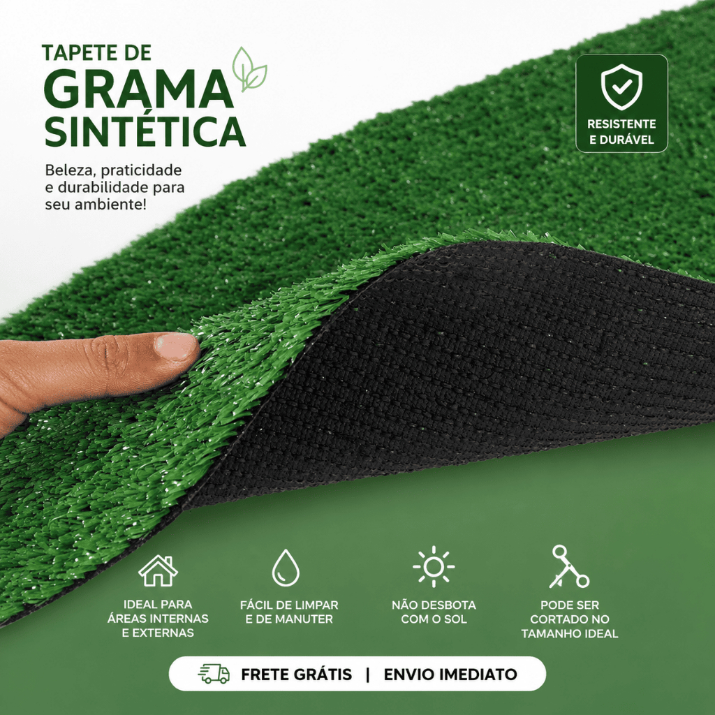 Grama Sintética 15mm - 1,00x0,50 (0.50m²) Para Decoração Flores Jardim Campo de futebol - FL10082