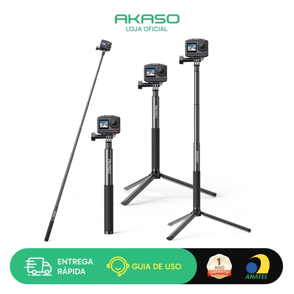 Haste para Selfies AKASO 1.2m com Tripé 19cm - Acessório para Câmera de Ação EK7