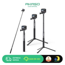 Haste para Selfies AKASO 1.2m com Tripé 19cm - Acessório para Câmera de Ação EK7000, Brave 7, V50X
