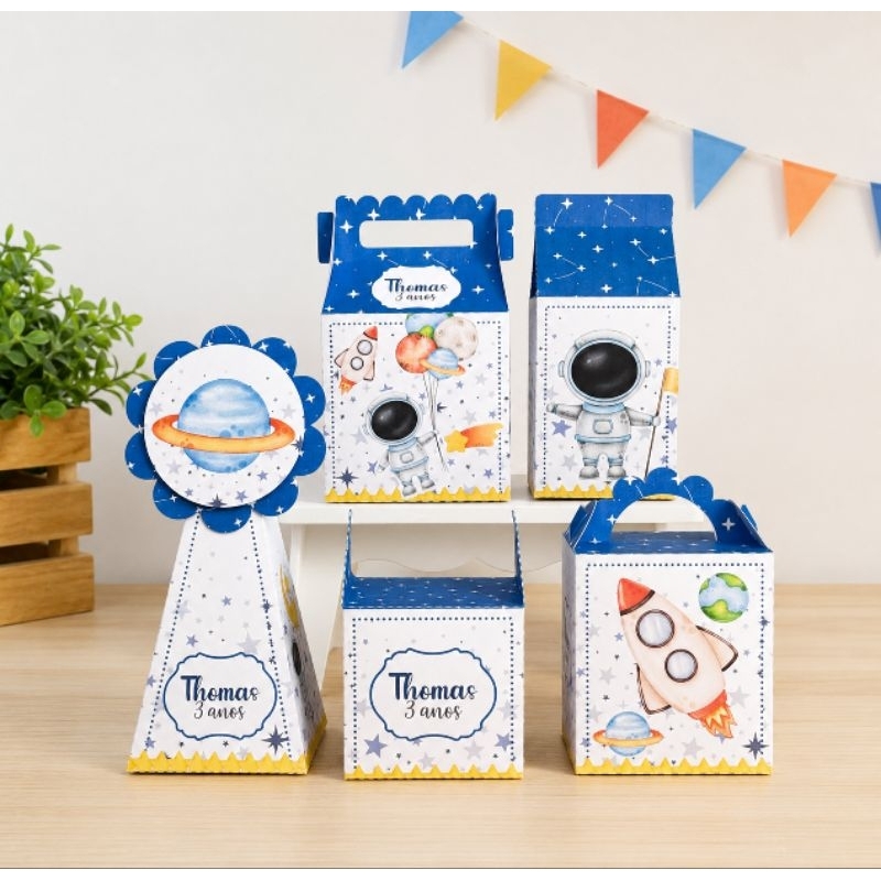 Kit festa 20 caixas Personalizadas Astronauta Menino  Festa infantil Aniversário Lembrancinhas