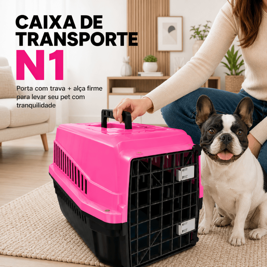 Caixa de Transporte N1 Passeio ou Viagem Pet Gato, Cachorro, Coelho, Aves Pequeno Porte e Filhotes