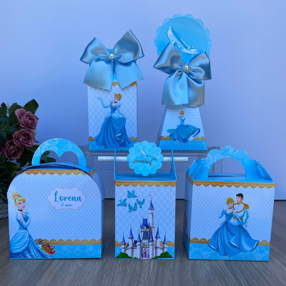 Kit Personalizados  Cinderela princesa/ Kit Festa Caixinhas Personalizadas Lembrancinha Mimos Aniversário