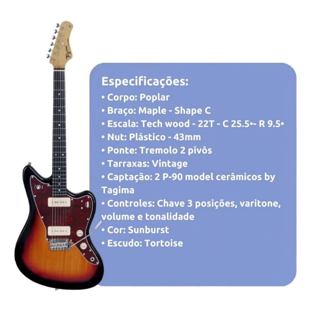 Kit Guitarra Elétrica Tagima Custom 2p90 Tagima Tw61 Sb + Acessórios — imagem 2 de 2