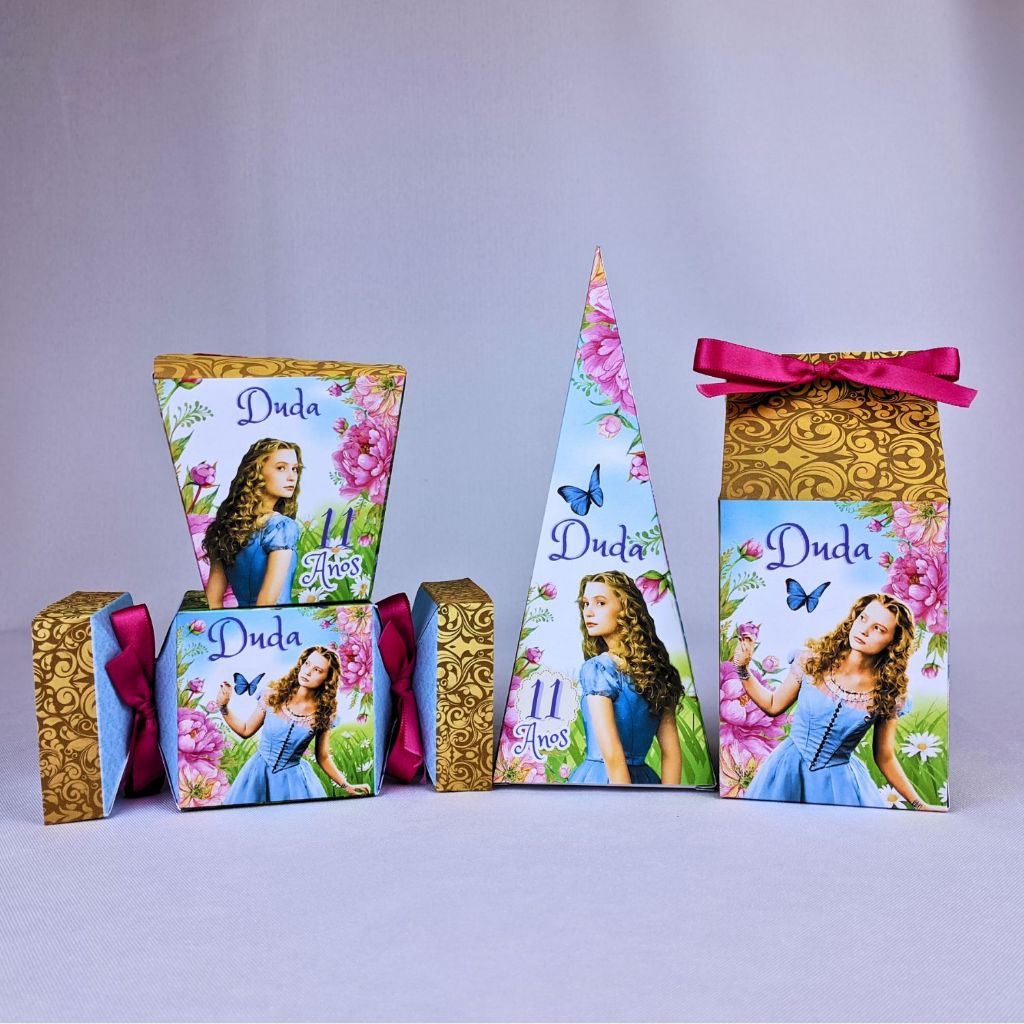 Kit 10 a 45 Caixinhas Alice no País das Maravilhas Filme Personalizadas Lembrancinhas Para Festa Aniversario Festinha