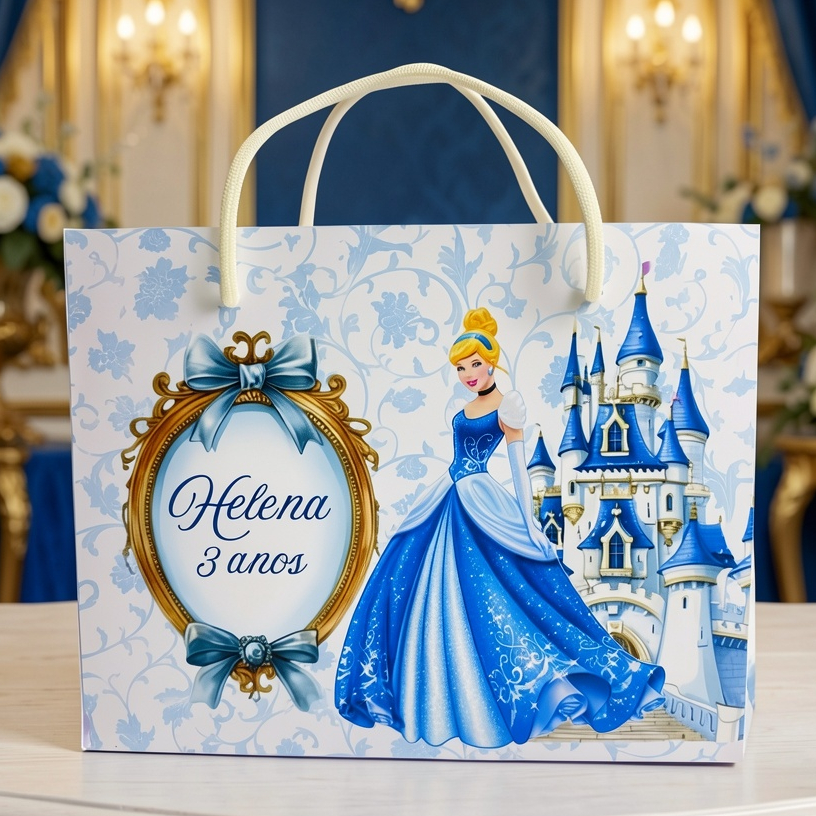 Kit Sacolinhas Personalizadas Festa Cinderela - Lembrancinha