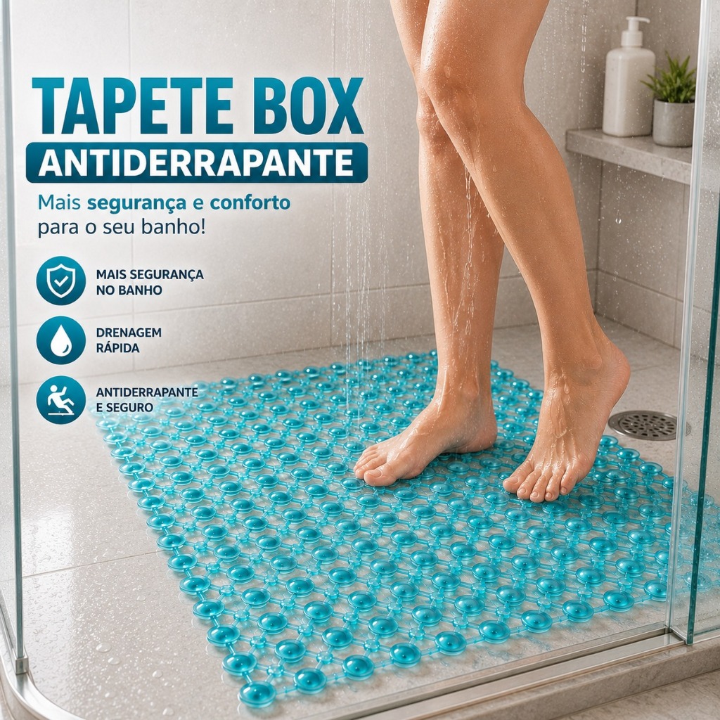 Tapete Antiderrapante, Tapete para Box, Tapete de Banheiro PVC 45x45