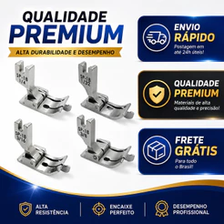 Calcador Pesponto Metal Lado Direito SP-18R 1/32 1/16 5/32 1/8 3/16 1/4 5/15 3/8 1/2 Guia Móvel Reta Industrial