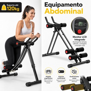 Equipamento Abdominal Multifuncional com Monitor Digital e Estrutura Ajustável