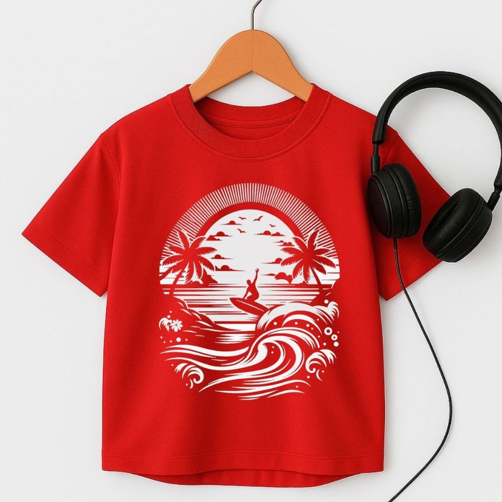 Camiseta Manga Curta Oversized Infantil Menino 100% Algodão Juvenil Blusa Masculina Promoção Lançamento Surf