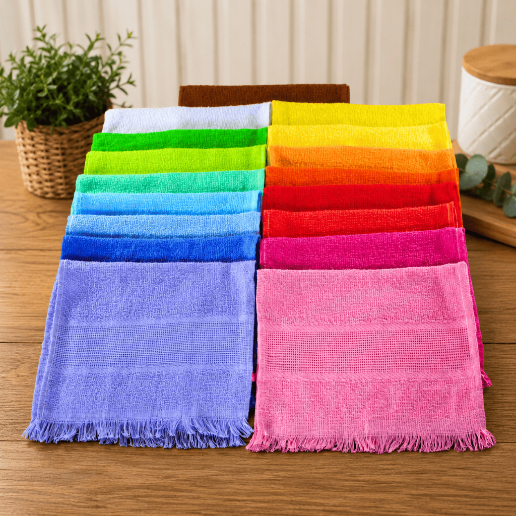 Kit 5 Toalhinhas Social 100% Algodão 22x34cm Toalha Academia Rosto Mão Boca Infantil