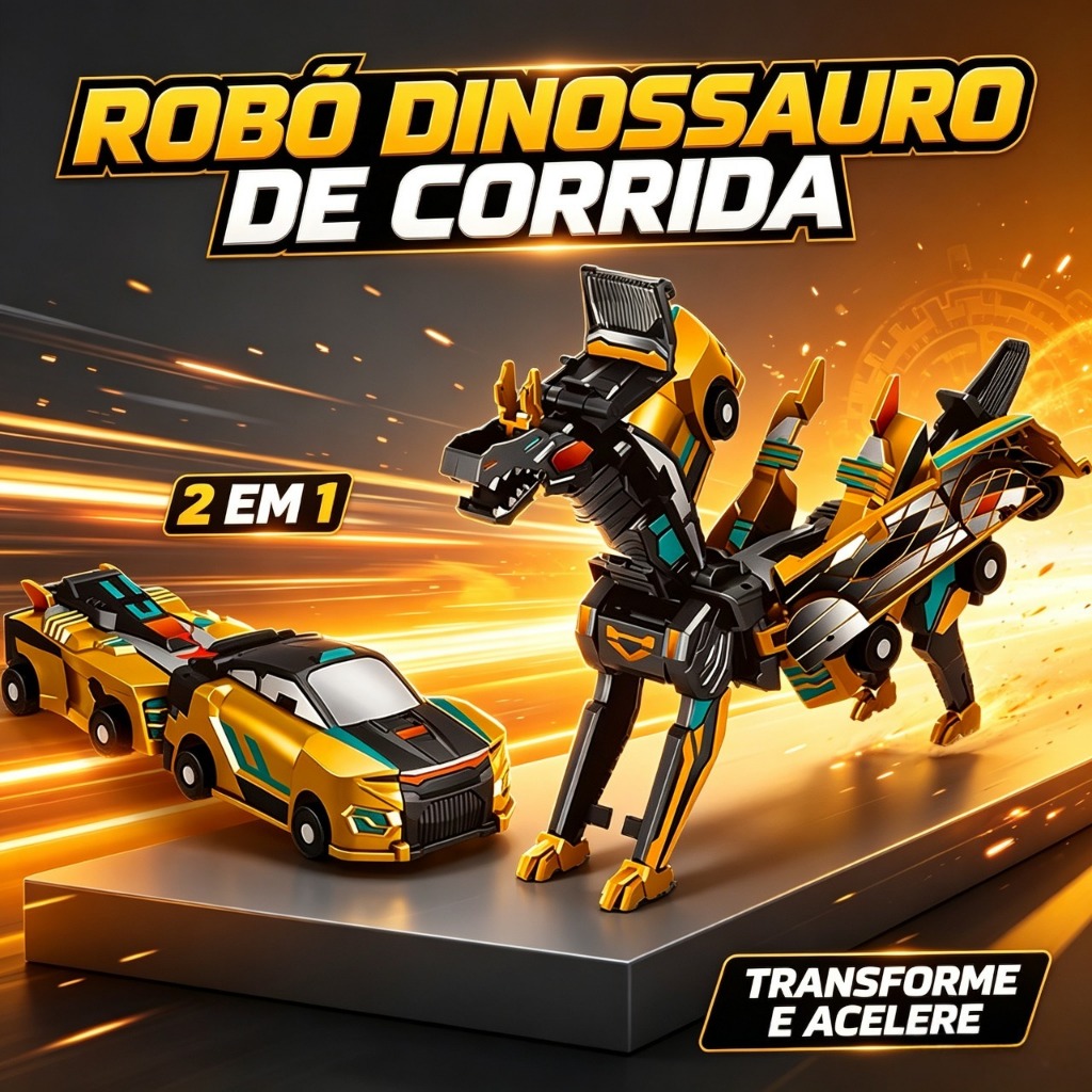 Brinquedo 2 em 1 Dragao Robo CarrinhoTransformavel com Colisao MagneticaAutomatico