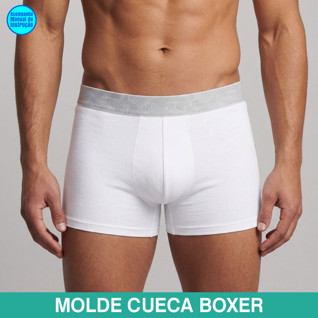 MOLDES PROFISSIONAIS PARA COSTURA - MOLDE CUECA BOX PEÇAS SEPARADAS 064 - P AO G3