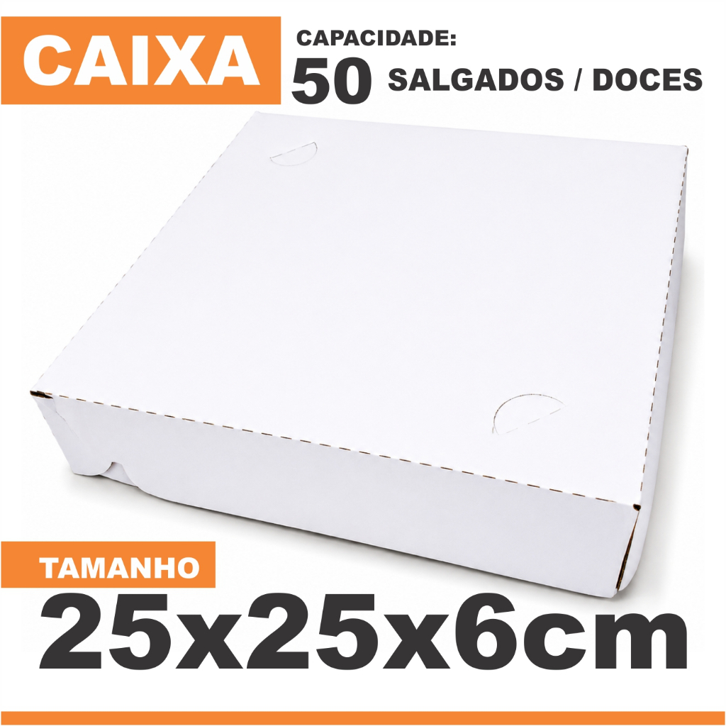 25 Caixas para Salgados Doces e Esfihas 25x25x6cm