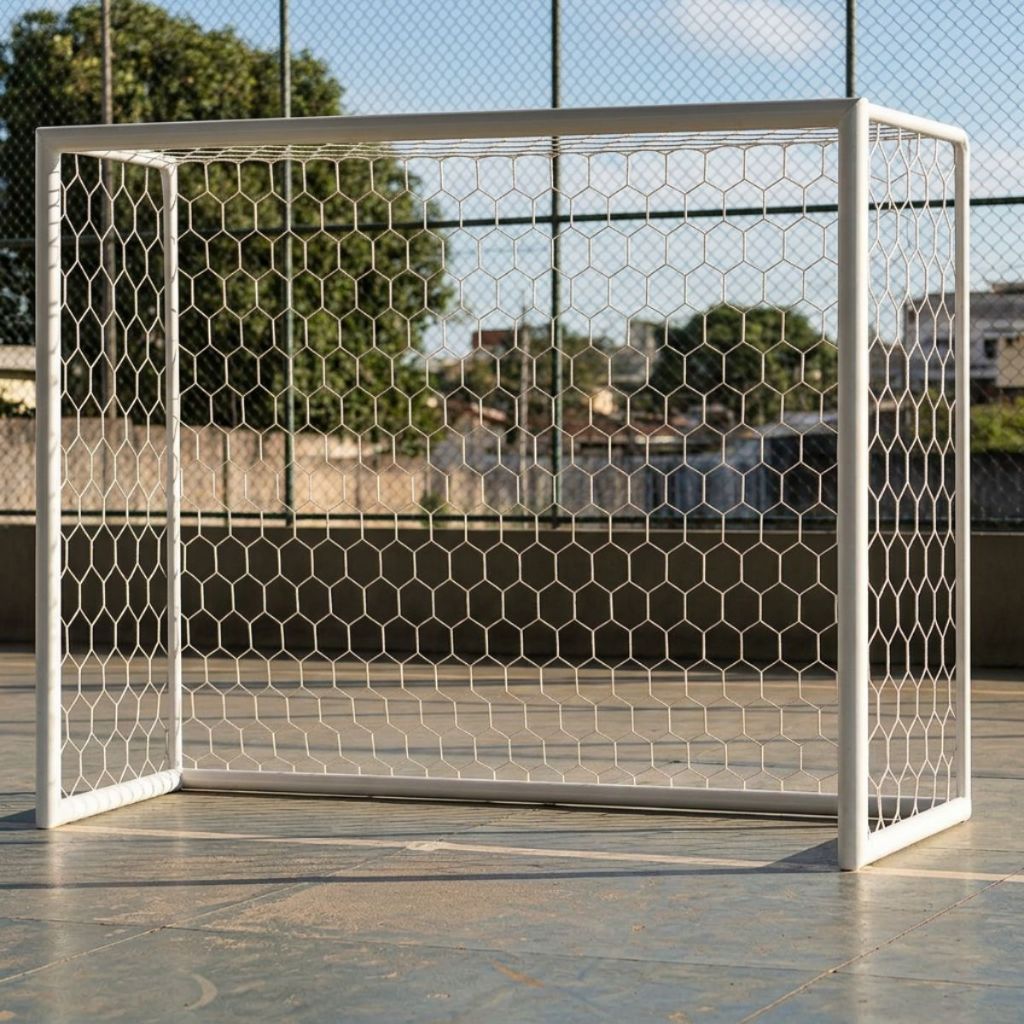 Par de Rede de Futsal Salão Colméia com Requadro Caixote Fio 4mm Seda Sports Mania