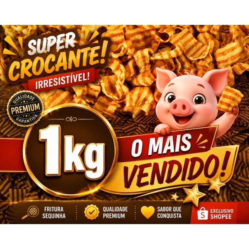 Pururuca De Trigo Bacon 1kg Para Fritar Super Crocante