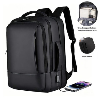 Jiesipote Mochila Executiva Expansível USB para Notebook 15.6" Bolsa Impermeável Viagem Trabalho