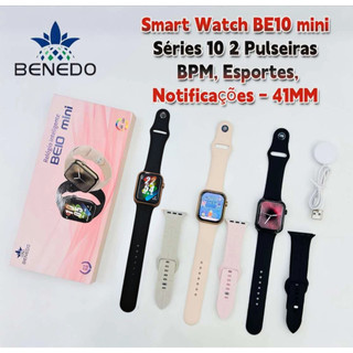 Smart Watch Relogio BE10 MINI inteligente 38mm series 10 2025 2 Pulseiras BPM Esportes