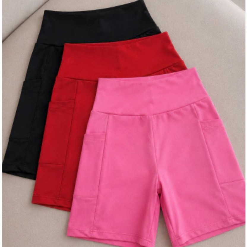 Bermuda Feminina com Bolso Poliamida Shorts com Bolso ideal para Corrida Poliamida Zero Transparência Shorts Fitness
