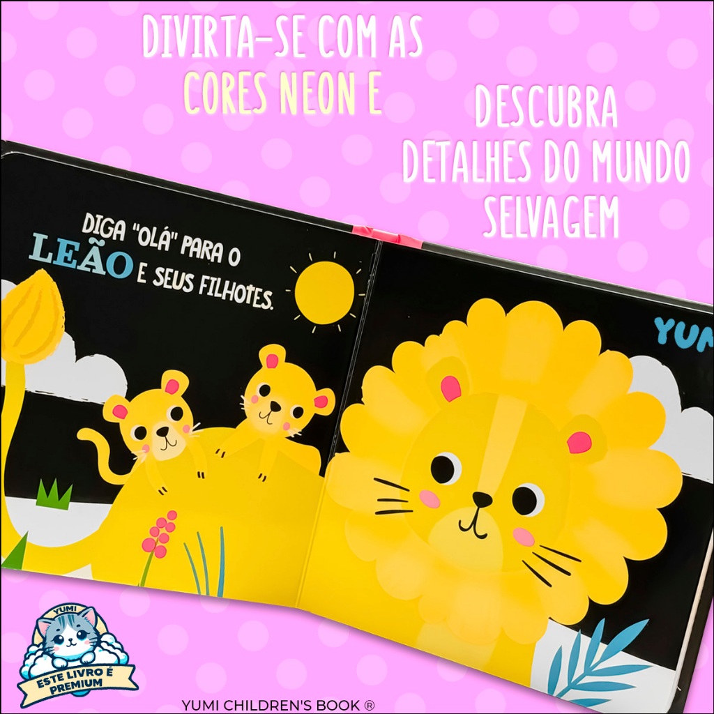 Livro Bebê Alto Contraste e Neon – Animais da Selva Estímulo Visual Para Recém-nascidos 0 A 6 Meses · foto 2