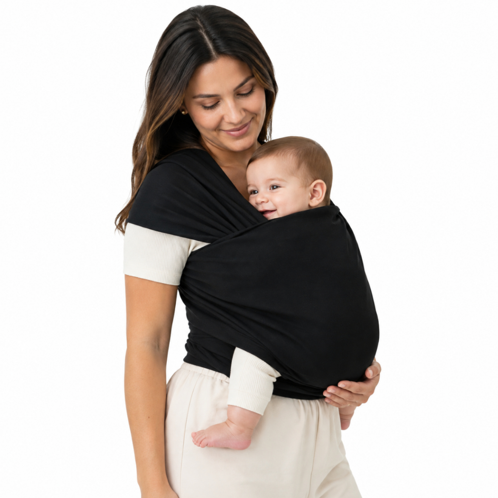 8. Sling Canguru Bebê Wrap 5 metros RN até 15 KG Poliéster Preto