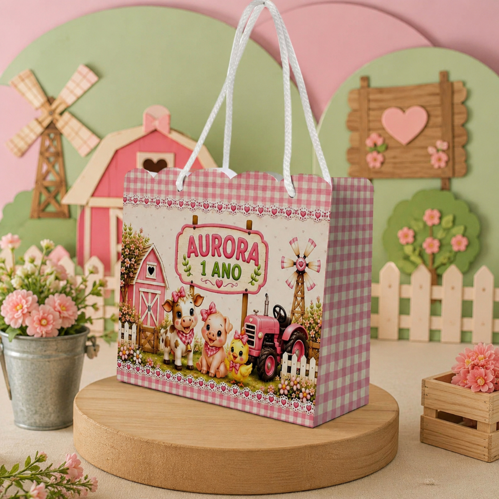 Sacolinhas Personalizadas Para Lembrancinha Kit Com 10 Tema Fazendinha